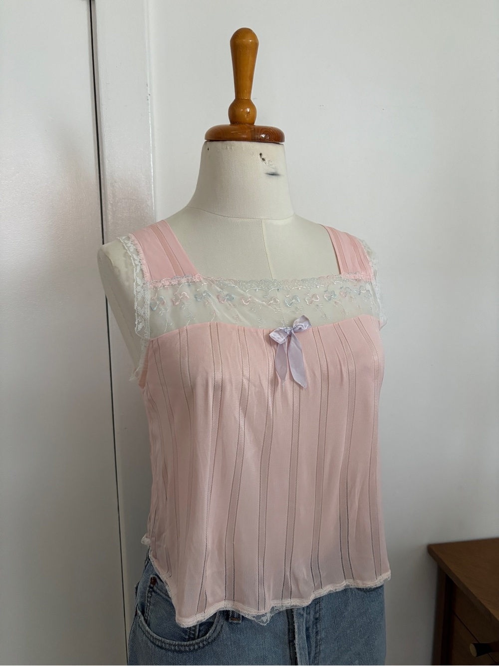 Vintage Handmade Top with Sweet Bow Lace Details